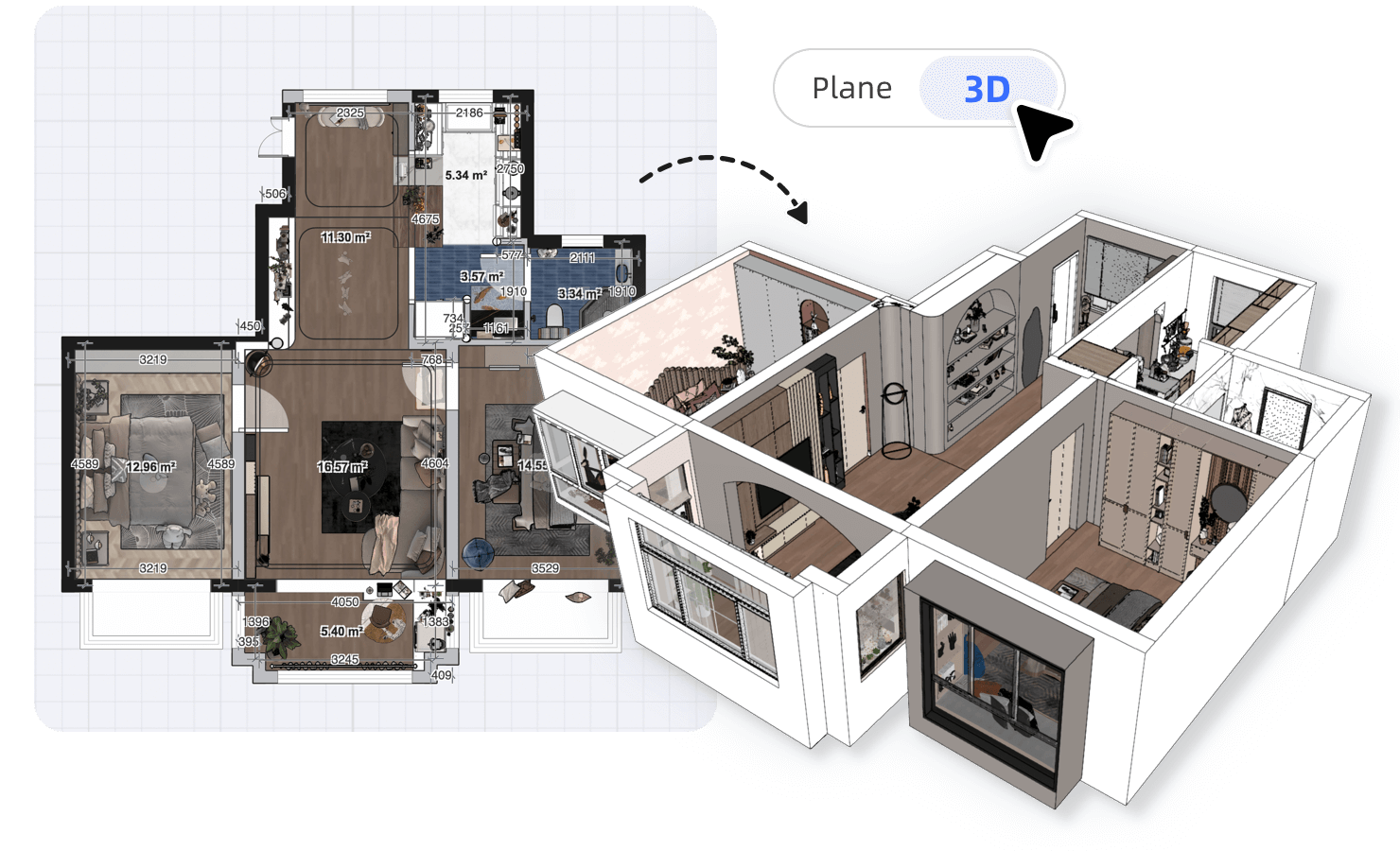 用 2D 和 3D Floor Planner 練習空間感